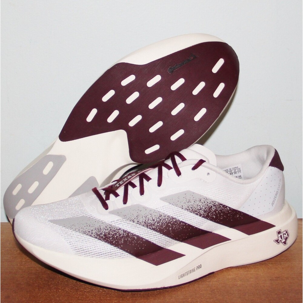 Adidas Adizero Evo SL Texas A&M Running Shoes Mens 10 White Maroon